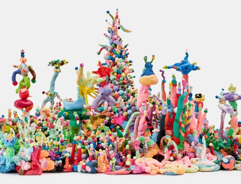 Colorful, whimsical sculplture