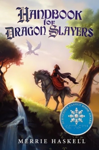 Handbook for Dragon Slayers cover (Girl with cloak riding a white horse)