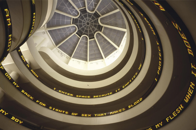 jenny holzer art with spiral staircase